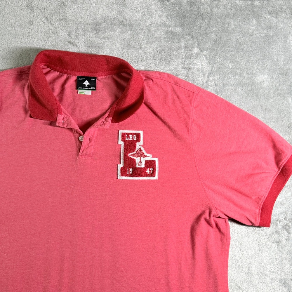 LRG Lifted Research Group Mens 3X Large Coral Red Embroidered Logo Polo Shirt